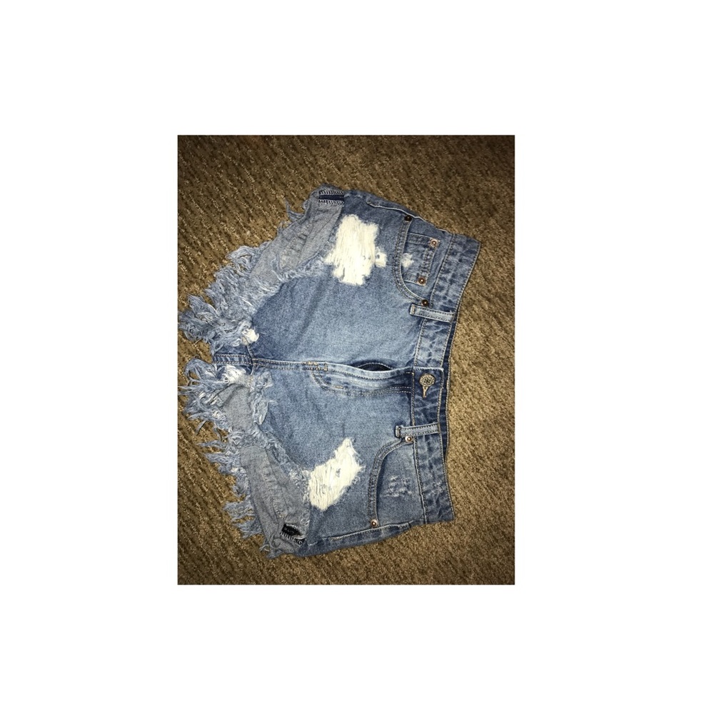 high waisted ripped jean shorts